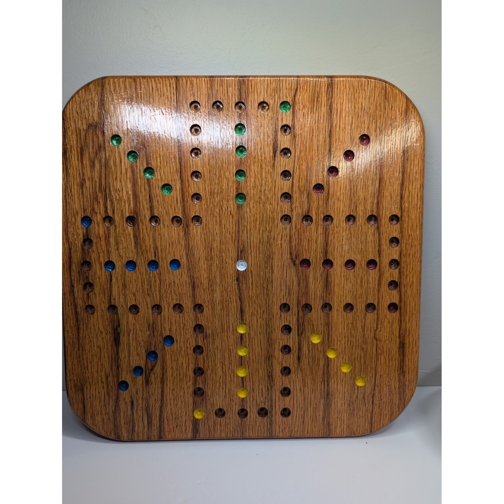 Play At Home 18" Great Table Game WOOD OAK MARBLE GAME BOARD 2-4 PLAYER